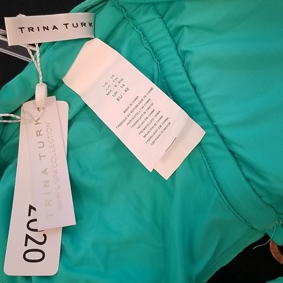 💕TRINA TURK💕 Cabana Plunge One Piece Swimsuit ~ Lagoon Blue 10 NWT - Picture 8 of 10